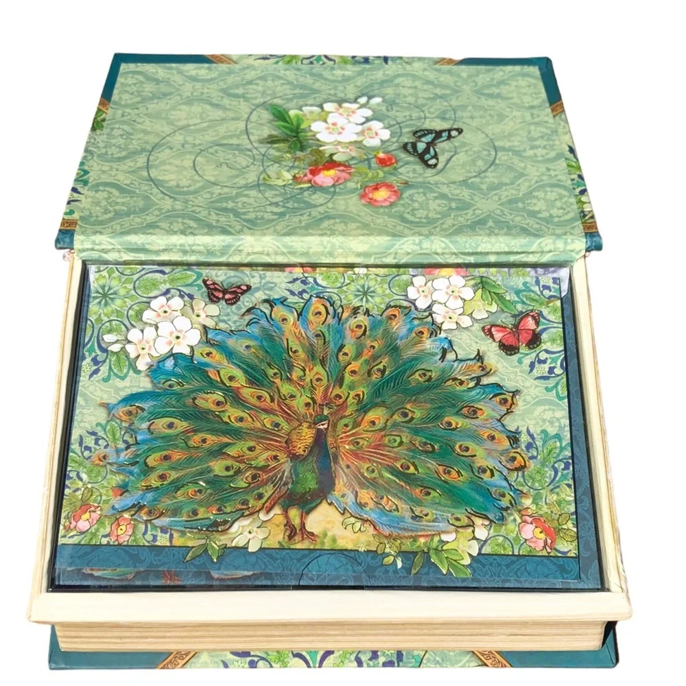 Punch Studio Royal Peacock Book Box with 20 Note Cards w Env (94279)